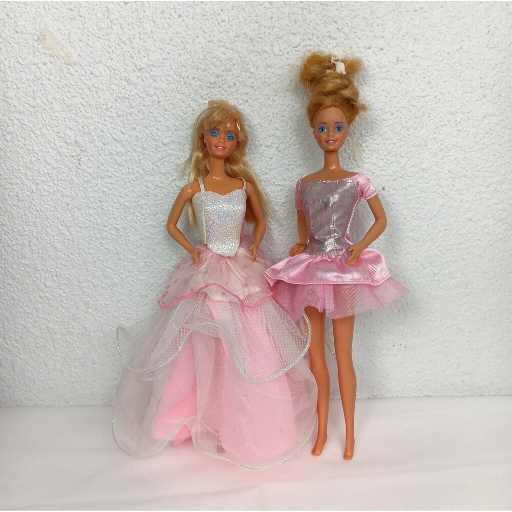 Barbie Super Hair 1986 Doll Super Star 80s Big Hair Blue Eyeshadow Pink Dress